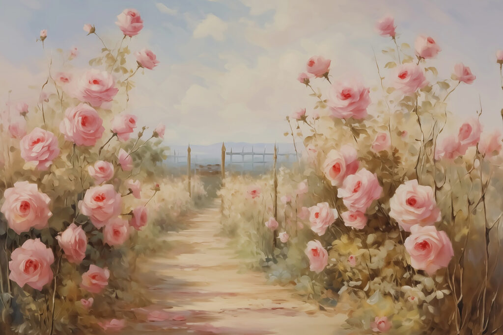 Painting of pink roses Painting of pink roses