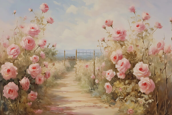 Painting of pink roses Painting of pink roses