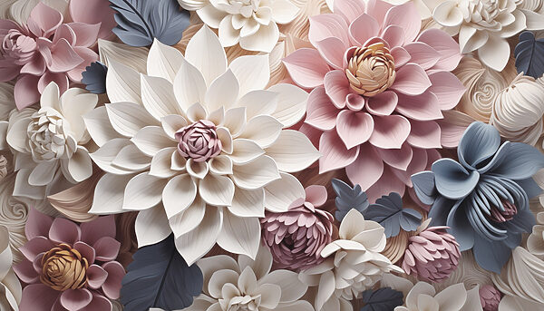 Group of flowers with leaves Group of flowers with leaves