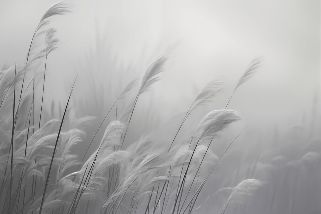 Soft grasses sway in gentle breeze