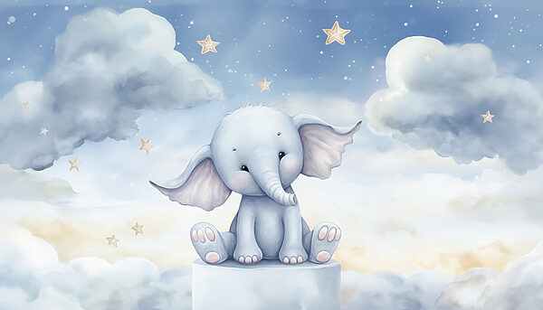 Cartoon of an elephant sitting on a platform Cartoon of an elephant sitting on a platform