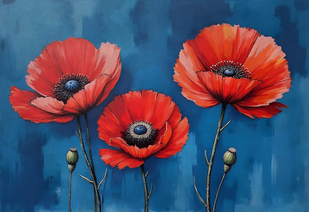 Painting of red flowers Painting of red flowers