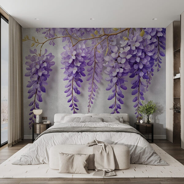 Branch with purple flowers Wall murals Branch with purple flowers