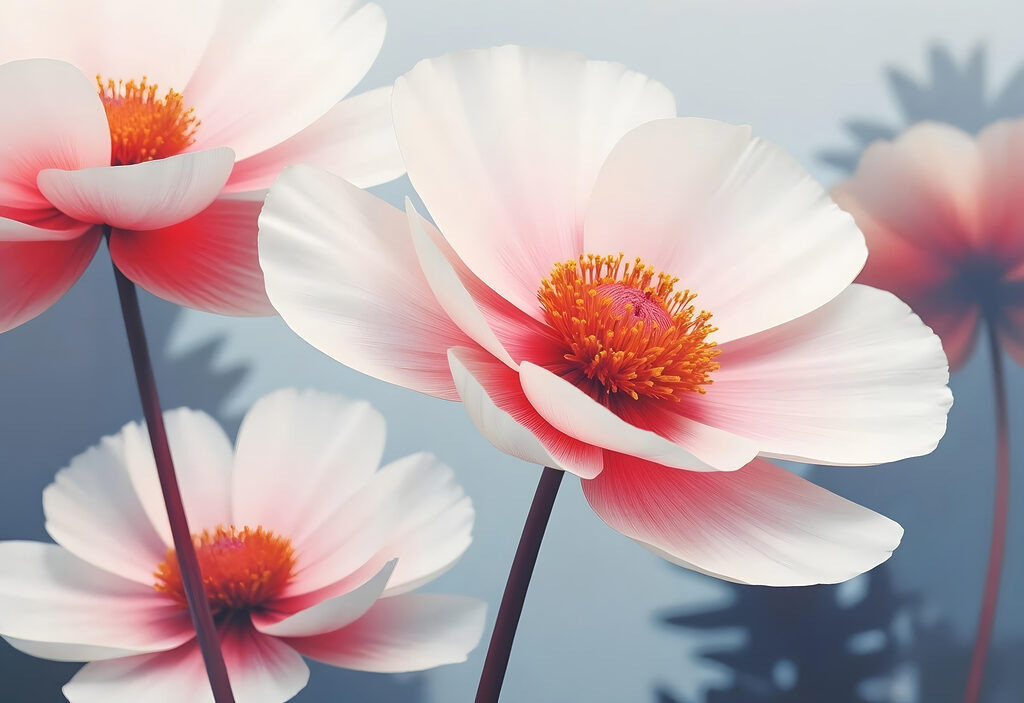 Delicate blooms dance in soft light Delicate blooms dance in soft light