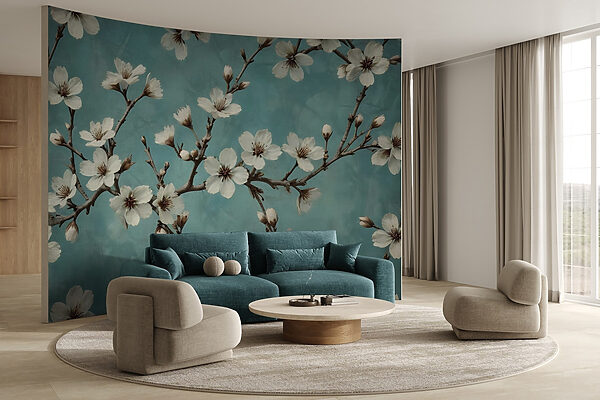 Blossoms dancing against a blue background Blossoms dancing against a blue background
