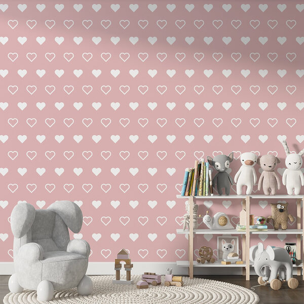 Pattern of white hearts on a pink background Pattern of white hearts on a pink background