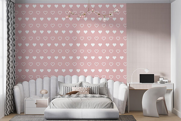 Pattern of white hearts on a pink background Pattern of white hearts on a pink background