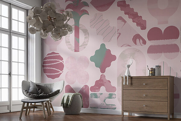 Pink and green background with different shapes w02550pir19r 600x400 - Pink and green background with different shapes