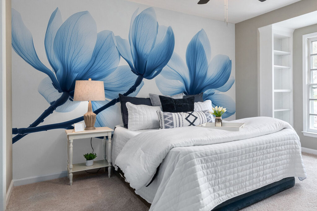 Delicate blue petals in gentle bloom