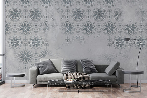 Grey and white wallpaper with a pattern Grey and white wallpaper with a pattern