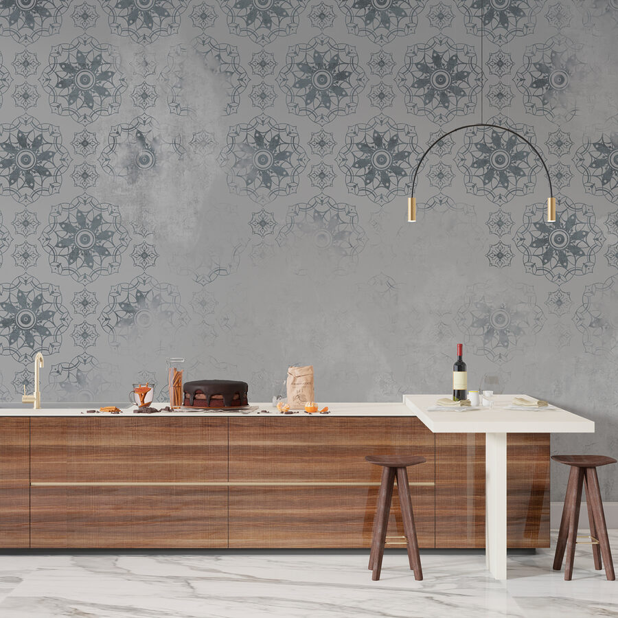 Grey and white wallpaper with a pattern