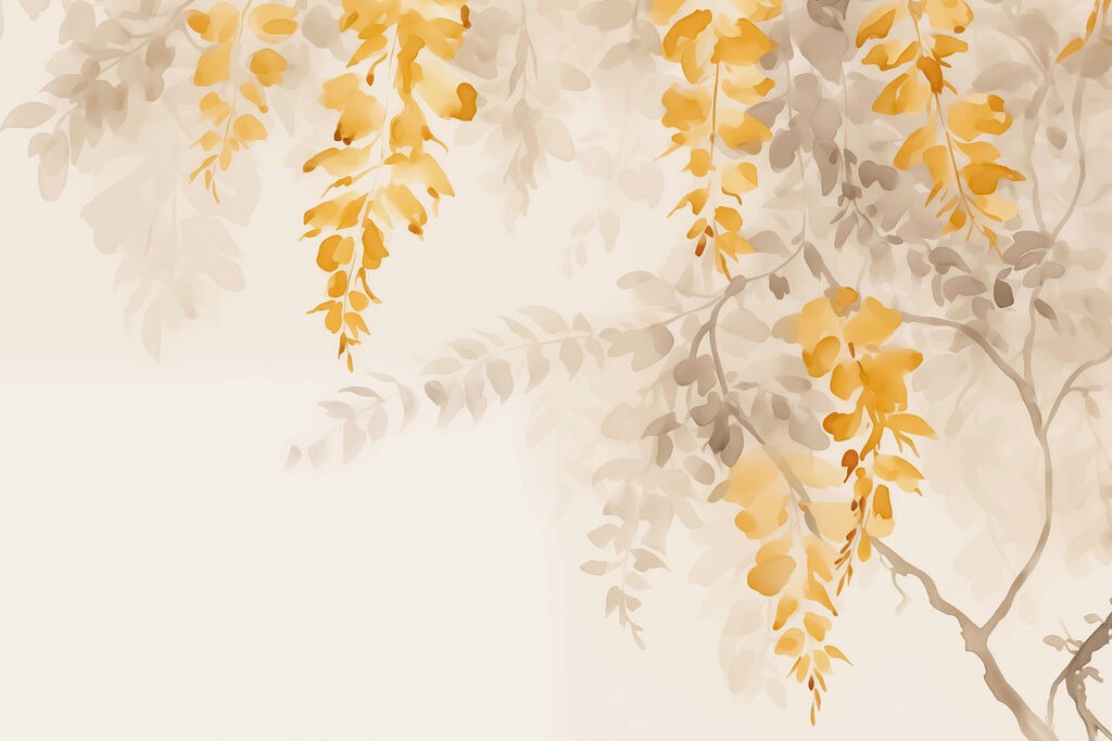 Yellow and gray leaves on a white background Yellow and gray leaves on a white background