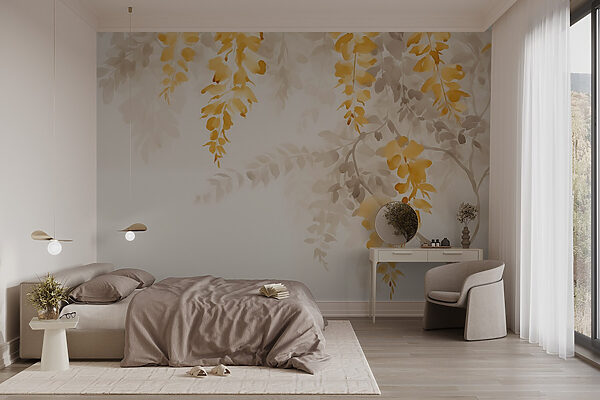 Yellow and gray leaves on a white background Yellow and gray leaves on a white background