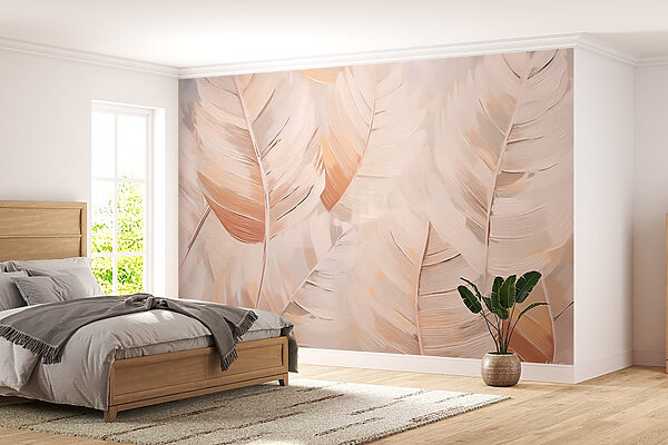 Gentle leaves in soft tones Wall murals Gentle leaves in soft tones