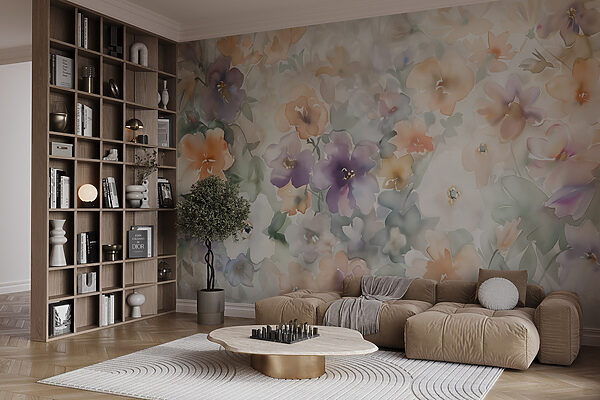 Painting of flowers on a white surface Painting of flowers on a white surface