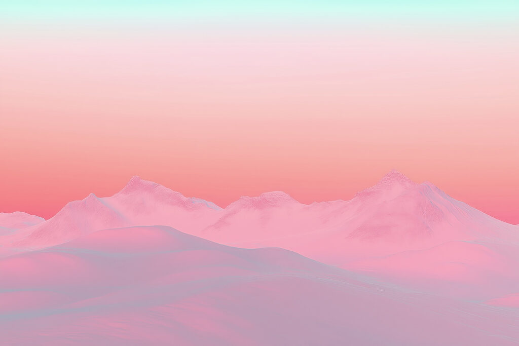 Pink and blue sky over a snowy mountain range Pink and blue sky over a snowy mountain range