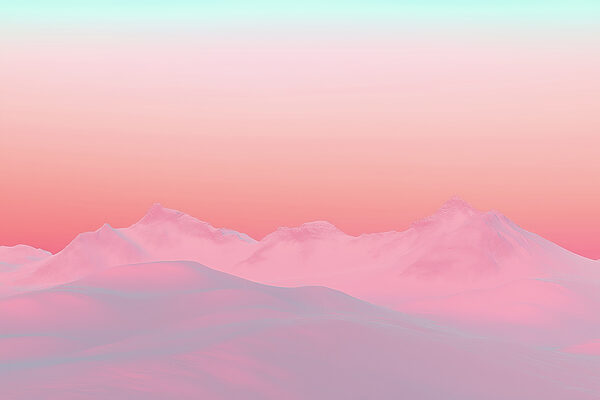 Pink and blue sky over a snowy mountain range Pink and blue sky over a snowy mountain range