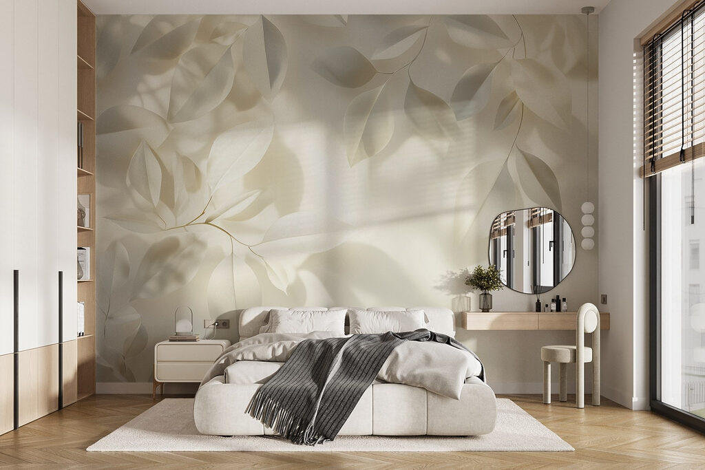 White leaves on a white surface