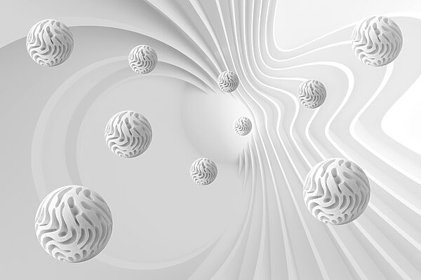 White swirly surface with white balls White swirly surface with white balls