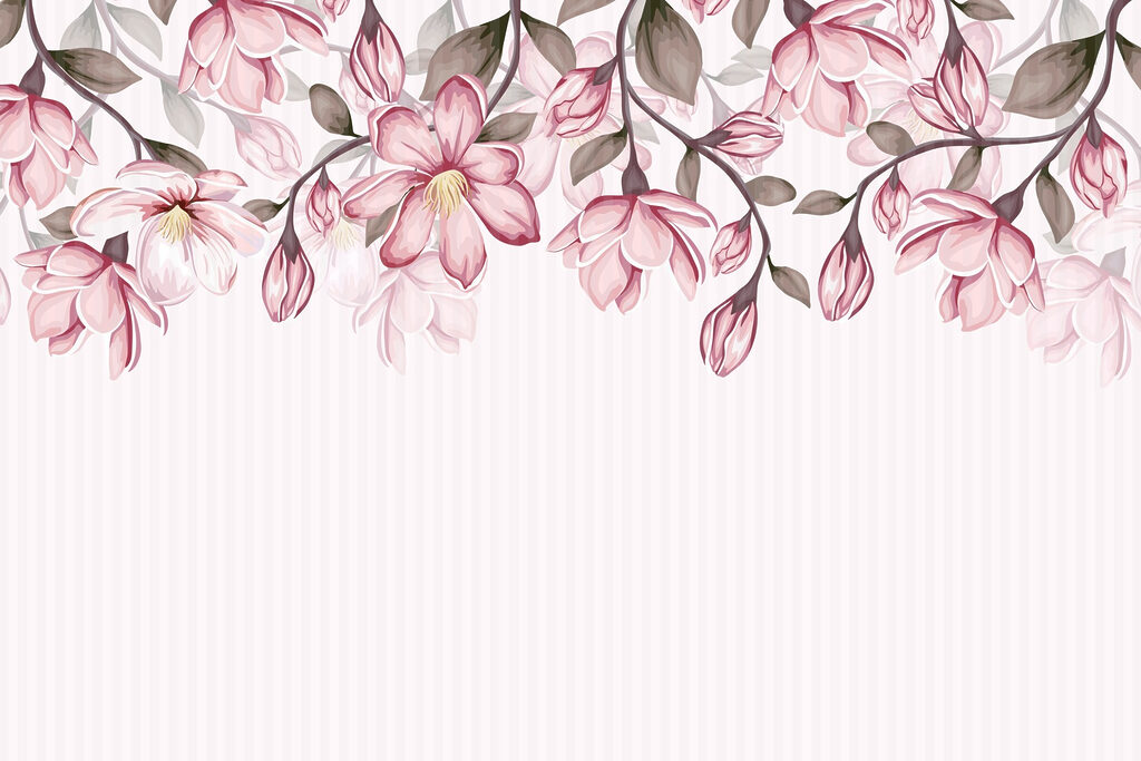 Pink flowers on a white background Pink flowers on a white background