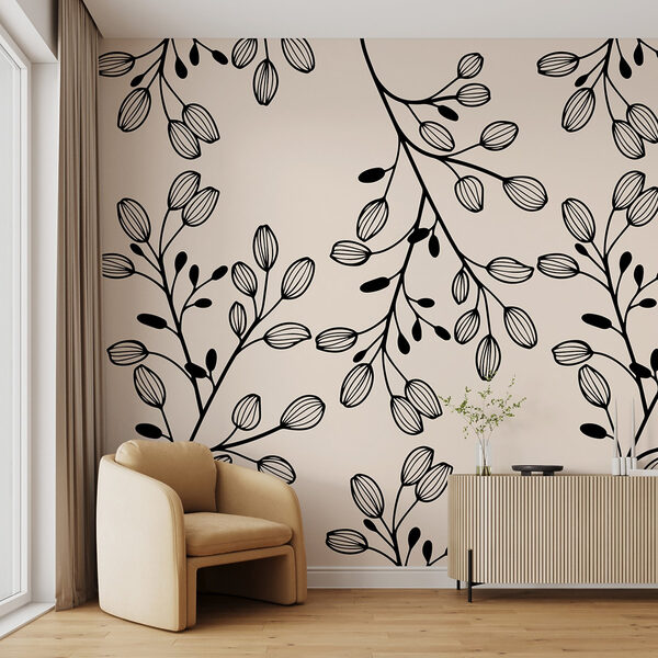 Pattern of black and white leaves Pattern of black and white leaves
