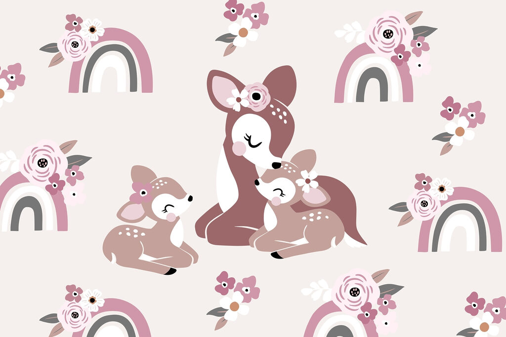 Group of deers and flowers Group of deers and flowers