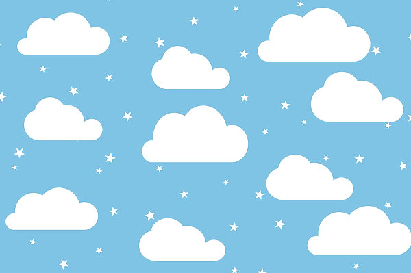 Blue sky with white clouds and stars Blue sky with white clouds and stars