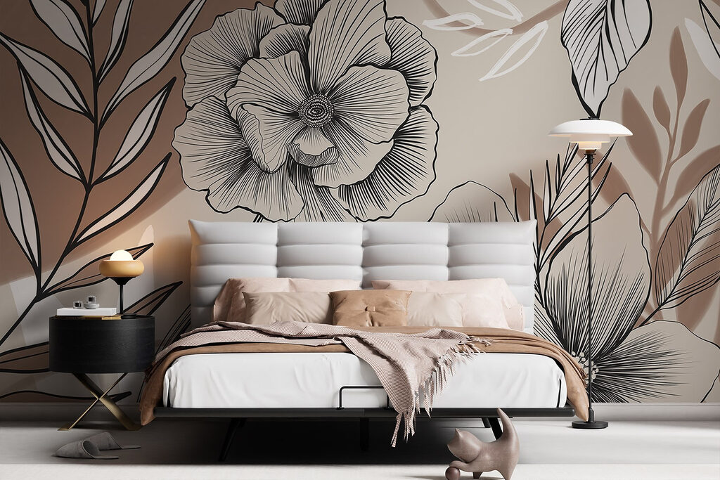 Artistic floral line drawing design Artistic floral line drawing design