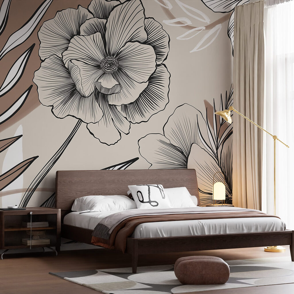 Artistic floral line drawing design Artistic floral line drawing design