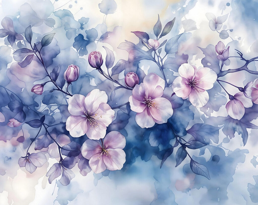 Painting of flowers on a branch Painting of flowers on a branch