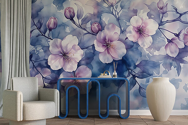 Painting of flowers on a branch Painting of flowers on a branch