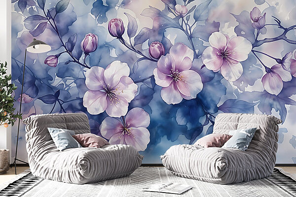 Painting of flowers on a branch Painting of flowers on a branch