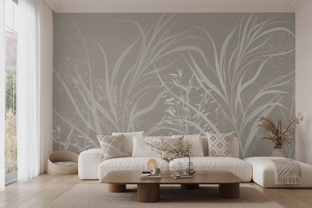 White floral design on a grey background White floral design on a grey background