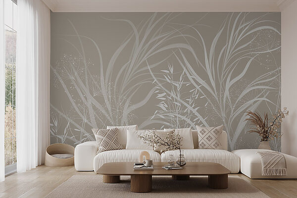 White floral design on a grey background White floral design on a grey background