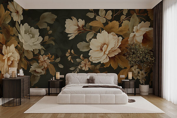 Elegant floral arrangement on dark backdrop Elegant floral arrangement on dark backdrop