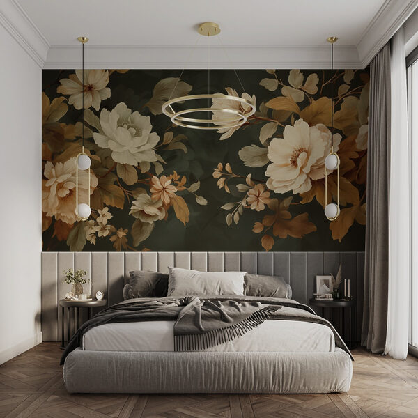 Elegant floral arrangement on dark backdrop Elegant floral arrangement on dark backdrop