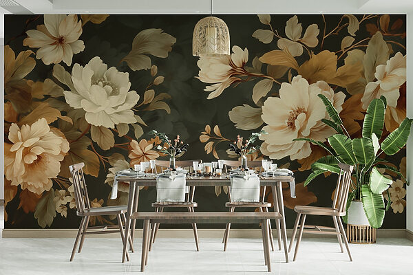 Elegant floral arrangement on dark backdrop Elegant floral arrangement on dark backdrop