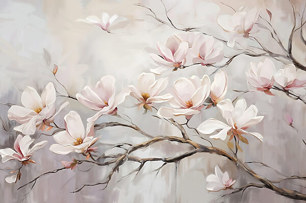 Painting of flowers on a branch Painting of flowers on a branch