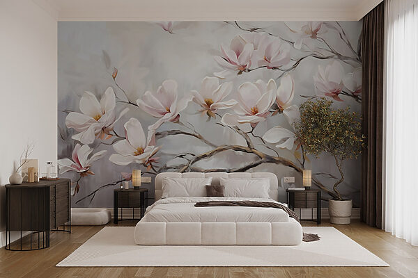 Painting of flowers on a branch Painting of flowers on a branch