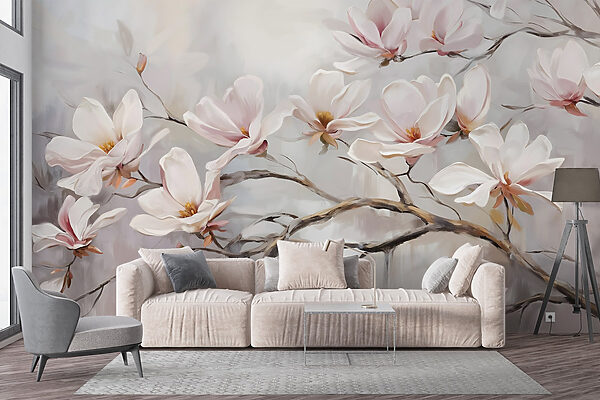 Painting of flowers on a branch Painting of flowers on a branch