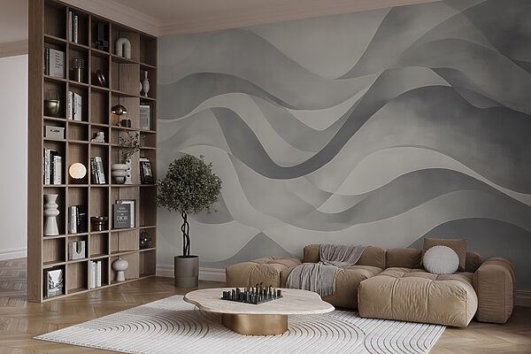 Grey and white background with wavy lines Grey and white background with wavy lines