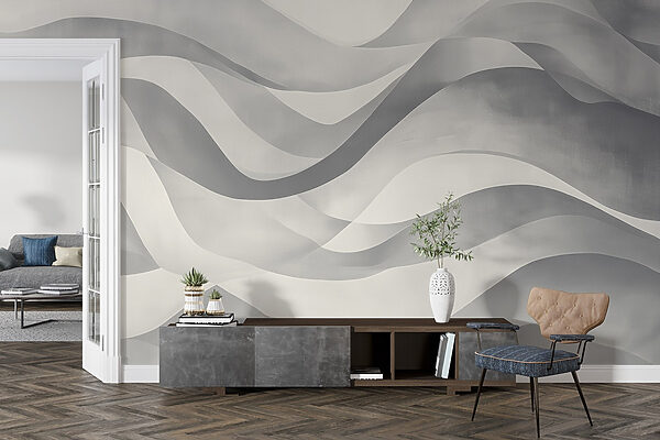 Grey and white background with wavy lines Grey and white background with wavy lines