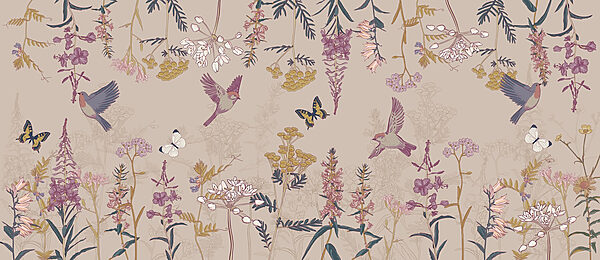 Wallpaper with birds and flowers Wallpaper with birds and flowers