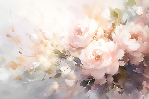 Painting of flowers on a white surface Painting of flowers on a white surface