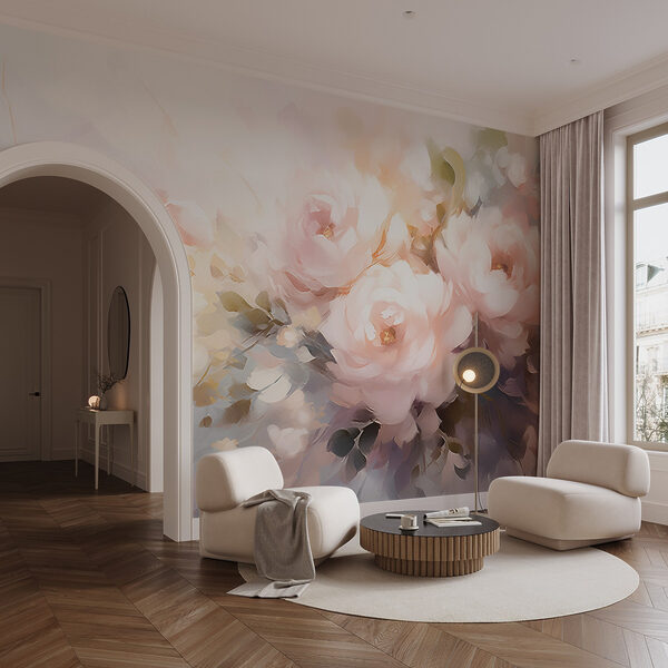 Painting of flowers on a white surface Painting of flowers on a white surface