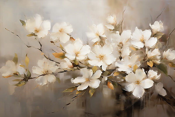 Painting of white flowers Painting of white flowers