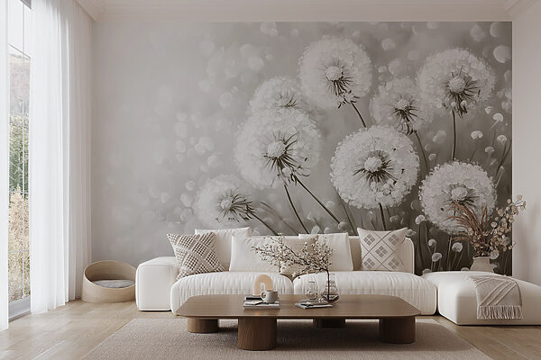Group of dandelions with white flowers Group of dandelions with white flowers