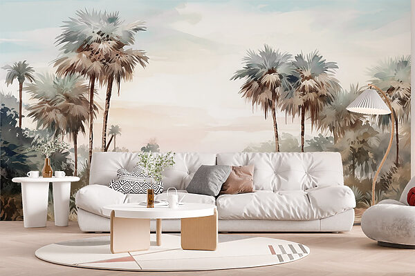 Water and palm trees by a river Water and palm trees by a river