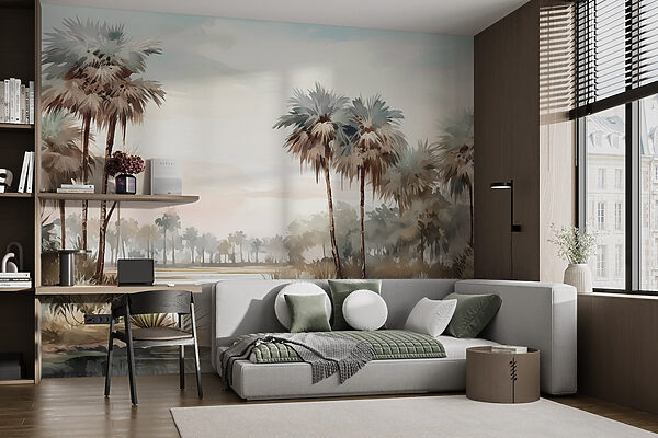 Water and palm trees by a river Water and palm trees by a river