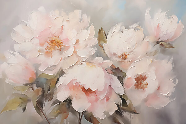 Painting of flowers on a white surface Painting of flowers on a white surface